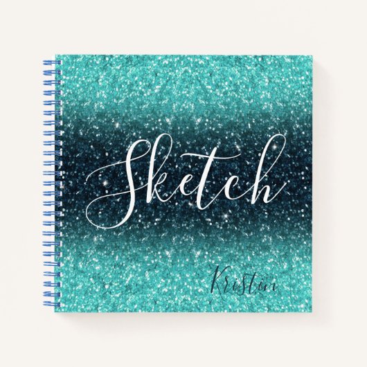 Blue Glitzer Sketchbook Notizblock (Vorderseite)