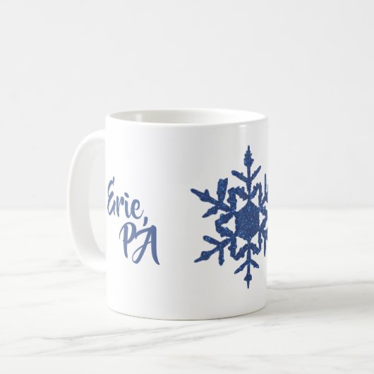 Blue Glitzer Snowflake Custom City Lassen Sie es S Kaffeetasse (Vorderseite Links)