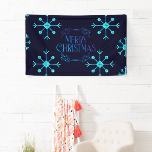 Blue Glitzer Snowflakes Banner (Insitu)