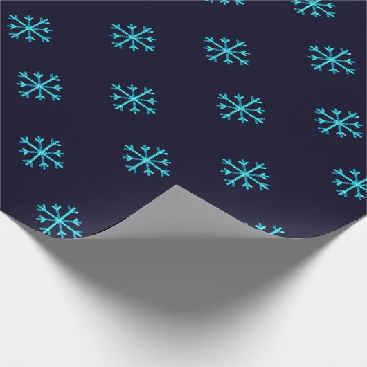 Blue Glitzer Snowflakes Geschenkpapier (Ecke)