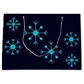 Blue Glitzer Snowflakes Große Geschenktüte (Vorderseite)