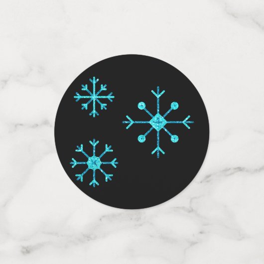 Blue Glitzer Snowflakes Konfetti (Klein Vorderseite)