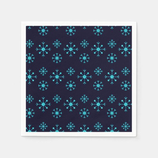 Blue Glitzer Snowflakes Napkins Serviette (Vorderseite)