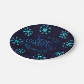 Blue Glitzer Snowflakes Pappteller (Schrägansicht)