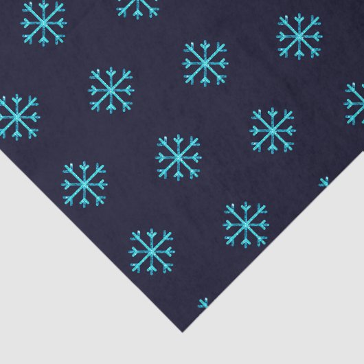 Blue Glitzer Snowflakes Seidenpapier (Ausschnitt)