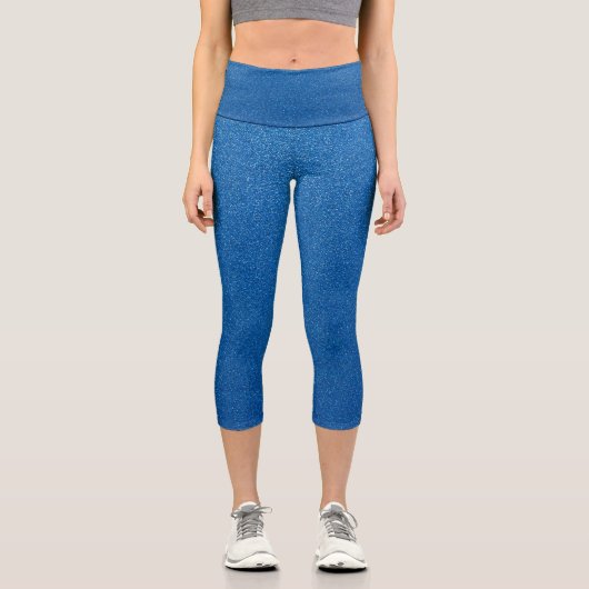 Blue Glitzer, Sparkle, Glitzer Hintergrund Capri Leggings (Vorderseite)