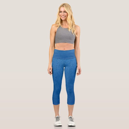 Blue Glitzer, Sparkle, Glitzer Hintergrund Capri Leggings (Vorderseite)