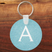 Blue Glitzer & Sparkle Monogram Schlüsselanhänger (Vorderseite)