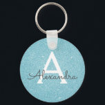 Blue Glitzer & Sparkle Monogram Schlüsselanhänger<br><div class="desc">Aquamarin Blue Imitats Glitzer und Sparkle Eleganter Schlüsselanhänger. Diese Schlüsselanhänger können auf Ihren Vor- und Vornamen angepasst werden und sind ein perfektes Brautparty-,  Junggeselinnen-Abschied- oder Geburtstagsgeschenk.</div>