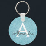 Blue Glitzer & Sparkle Monogram Schlüsselanhänger<br><div class="desc">Aquamarin Blue Imitats Glitzer und Sparkle Eleganter Schlüsselanhänger. Diese Schlüsselanhänger können auf Ihren Vor- und Vornamen angepasst werden und sind ein perfektes Brautparty-,  Junggeselinnen-Abschied- oder Geburtstagsgeschenk.</div>