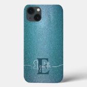 Blue Glitzer Stilvoll und trendig Mit Monogramm Case-Mate iPhone Hülle (Rückseite)