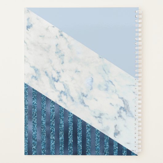 Blue Glitzer Stripes 2025 Skriptname Planer (Rückseite)