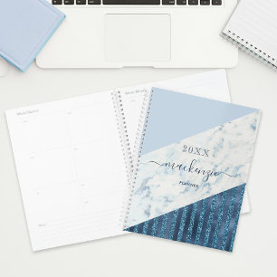 Blue Glitzer Stripes 2025 Skriptname Planer