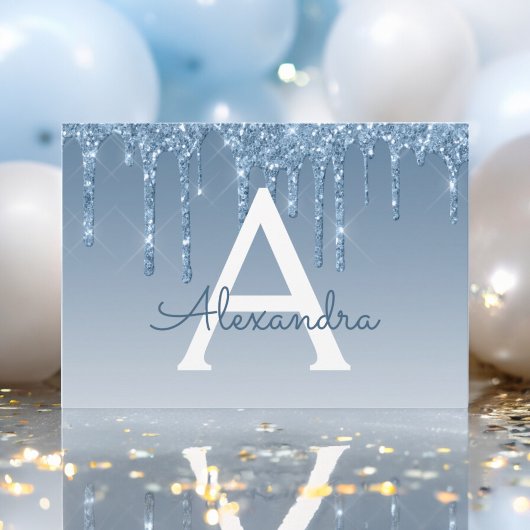 Blue Glitzer Sweet 16 Save the Date Einladung