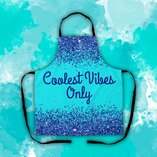 Blue Glitzer & Text auf Aquamarinen, Coolsten Bild Schürze