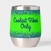 Blue Glitzer & Text auf Green - nur Coolste Vibes  (Rückseite)
