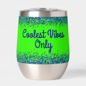 Blue Glitzer & Text auf Green - nur Coolste Vibes  (Vorderseite)