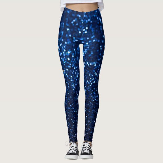 Blue Glitzer Texture Festivals Sparkor Leggings (Vorderseite)