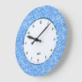 Blue Glitzer Texture Print Große Wanduhr (Winkel)