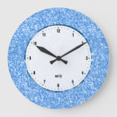 Blue Glitzer Texture Print Große Wanduhr (Vorderseite)