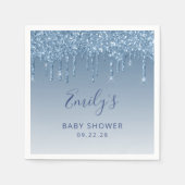 Blue Glitzer Tropfen Baby Dusche Serviette (Vorderseite)