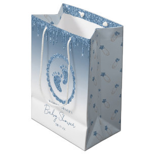 Blue Glitzer Tropfen Baby Showbeutel Mittlere Geschenktüte
