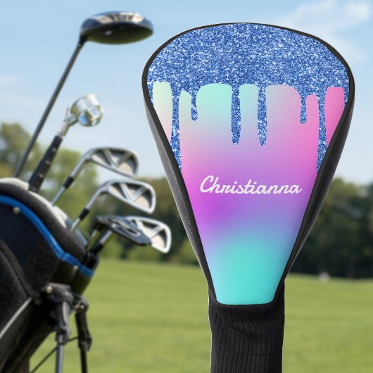 Blue Glitzer Tropfen Fluorescent Neon Pink & Lila Golf Headcover