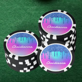 Blue Glitzer Tropfen Fluorescent Neon Pink & Lila Pokerchips