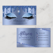 Blue Glitzer Tropfen Metallic Foil Eyelash Visitenkarte (Vorne/Hinten)