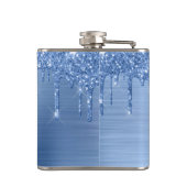 Blue Glitzer Tropfen Personalisiert Flachmann (Rückseite)