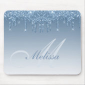 Blue Glitzer Tropfen personalisiert Mousepad (Vorne)