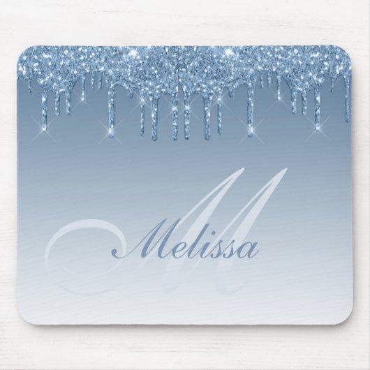Blue Glitzer Tropfen personalisiert Mousepad (Vorne)