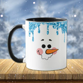 Blue Glitzer Tropfen Snowman Face Holiday Tasse