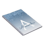 Blue Glitzer Tropfens Sparkle Monogram Notebook Notizblock (Rechte Seite)