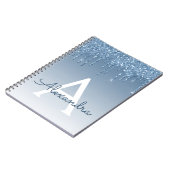 Blue Glitzer Tropfens Sparkle Monogram Notebook Notizblock (Linke Seite)
