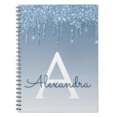 Blue Glitzer Tropfens Sparkle Monogram Notebook Notizblock (Vorderseite)