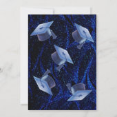 Blue Glitzer Two Graduates Double Graduation Party Einladung (Rückseite)