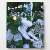 Blue Glitzer und Fur Ice Skate auf Weihnachtsbaum Fotoplatte (Vorderseite)