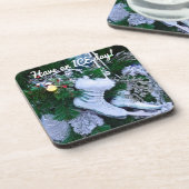 Blue Glitzer und Fur Ice Skate auf Weihnachtsbaum Getränkeuntersetzer (Linke Seite)