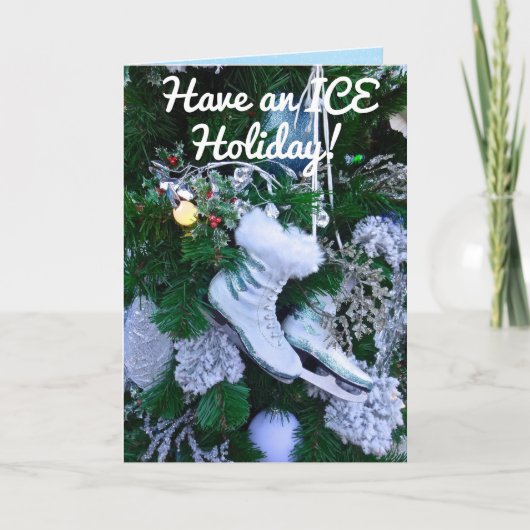 Blue Glitzer und Fur Ice Skate auf Weihnachtsbaum Karte (Vorderseite)