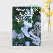 Blue Glitzer und Fur Ice Skate auf Weihnachtsbaum Karte (Gelbe Blume)