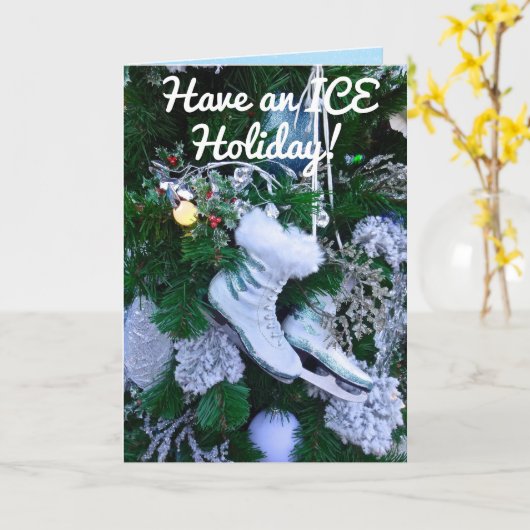 Blue Glitzer und Fur Ice Skate auf Weihnachtsbaum Karte (Gelbe Blume)