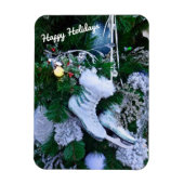 Blue Glitzer und Fur Ice Skate auf Weihnachtsbaum Magnet (Vertikal)