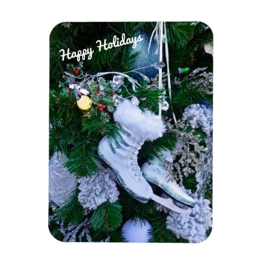 Blue Glitzer und Fur Ice Skate auf Weihnachtsbaum Magnet (Vertikal)