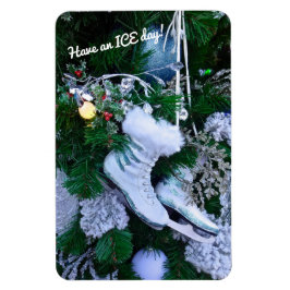 Blue Glitzer und Fur Ice Skate auf Weihnachtsbaum Magnet