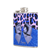 Blue Glitzer und Leopard Print Flachmann (Links)