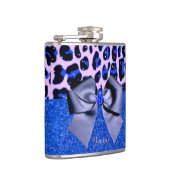 Blue Glitzer und Leopard Print Flachmann (Rechts)