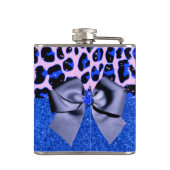 Blue Glitzer und Leopard Print Flachmann (Rückseite)