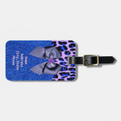 Blue Glitzer und Leopard Print Gepäckanhänger (Vorderseite horizontal)