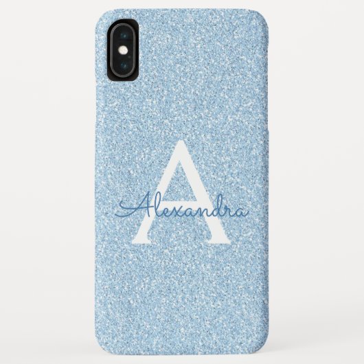 Blue Glitzer und Sparkle Monogram Case-Mate iPhone Hülle (Rückseite)